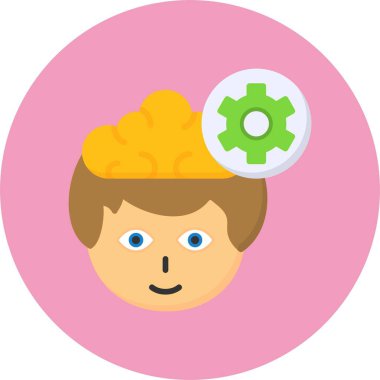 Geliştirme, insan beyni simgesi, vektör illüstrasyonu basit tasarım