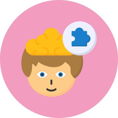 Bulmaca Kafa. Web simgesi basit illüstrasyon