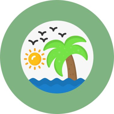 Palmiye ağacı ikonlu plaj resmi, vektör