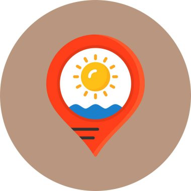 Plaj haritası gezinme simgesi, vektör illüstrasyonu