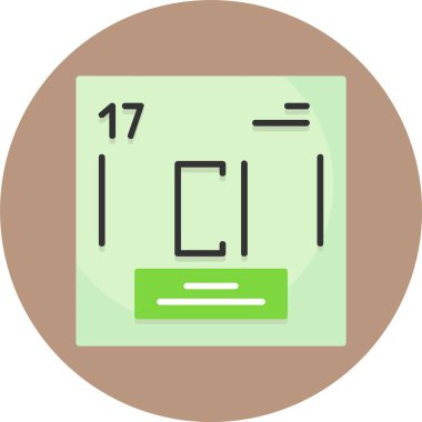 Klor vektör çizimi, kimyasal element simgesi