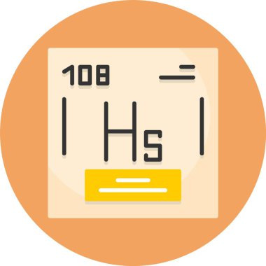 Hassium vektör çizimi, kimyasal element simgesi