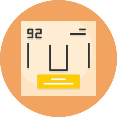 Uranyum vektör çizimi, kimyasal element simgesi