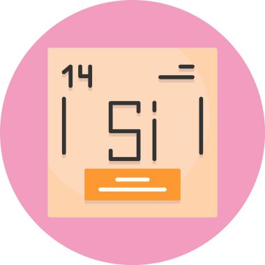 Silikon vektör illüstrasyonu, kimyasal element simgesi