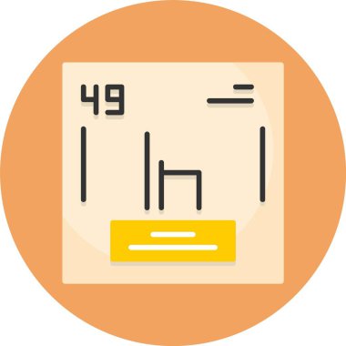 Indium vektör illüstrasyonu, kimyasal element simgesi