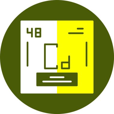 Periyodik tablonun kadmiyum kimyasal elementi. Vektör izole edilmiş Cd