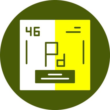Paladyum, PD, kimyasal periyodik element simgesi. Periyodik tablonun kimyasal elementi. Atom numarasıyla imzala. Paladyum ögesi