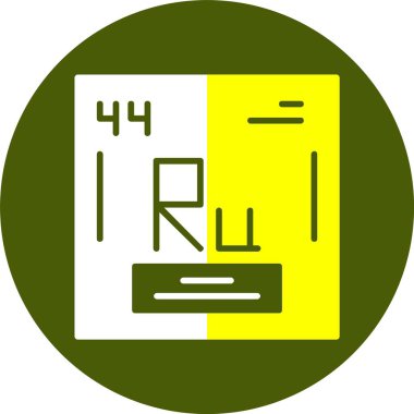 Rutenyum kimyasal element simgesi beyaz arkaplanda izole edildi. Rutenyum simge vektörü