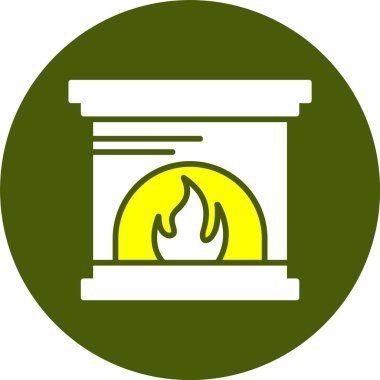 Şömine. Web basit simgesi illüstrasyonu