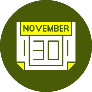 30 Kasım tek günlük takvim, web simgesi, basit vektör illüstrasyonu