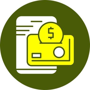 Dijital cüzdan ikonu. Dijital ekonomi için sembol tasarımının vektör illüstrasyonu. Kripto para birimi kavramı. 