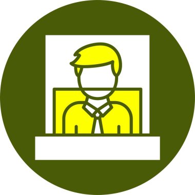 Cashier Male Icon. Editable Stroke and Pixel Perfect. Outline Style. Vector Illustration