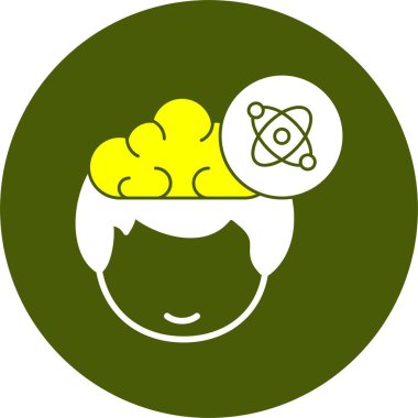 atom, insan beyni simgesi, vektör illüstrasyonu basit tasarım