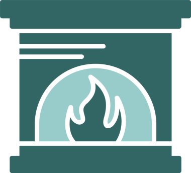 şömine ağ simgesi, basit vektör illüstrasyonu