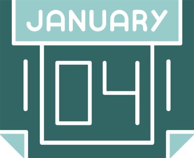 4 Ocak web simgesi, basit vektör illüstrasyonu