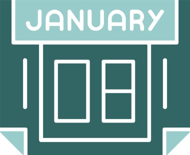 8 Ocak web simgesi, basit vektör illüstrasyonu