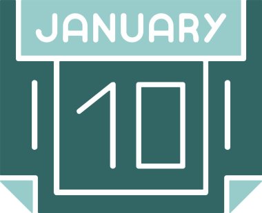 10 Ocak web simgesi, basit vektör illüstrasyonu