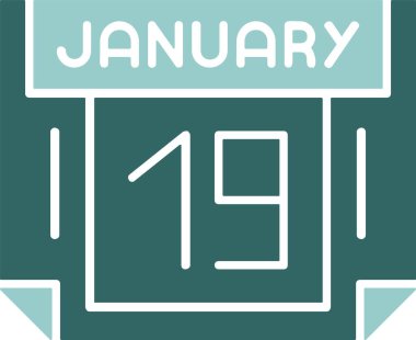 19 Ocak web simgesi, basit vektör illüstrasyonu