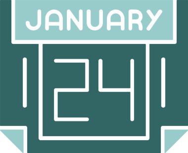 24 Ocak web simgesi, basit vektör illüstrasyonu