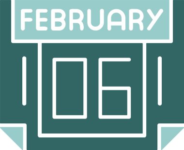 6 Şubat tarih simgesi vektör illüstrasyonu 