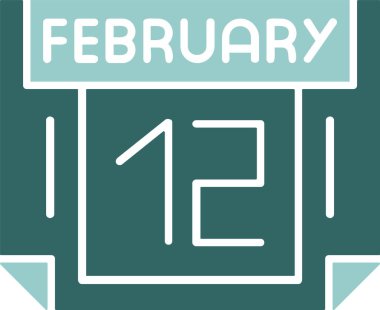 12 Şubat tarih simgesi vektör illüstrasyonu 