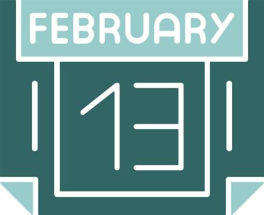 13 Şubat tarih ikonu vektör illüstrasyonu 