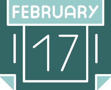  17 Şubat tarih ikonu vektör illüstrasyonu 