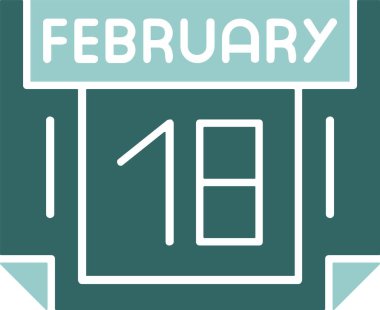  18 Şubat tarih ikonu vektör illüstrasyonu 