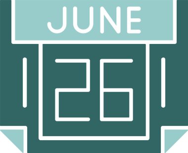 26 Haziran takvim tarih vektör illüstrasyonu 