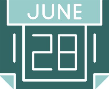 28 Haziran takvim tarih vektör illüstrasyonu 