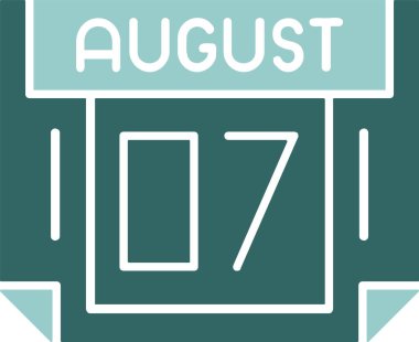 7 Ağustos tarihli ikon vektör illüstrasyonu 