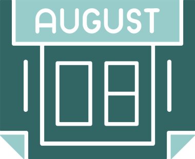 8 Ağustos tarihli ikon vektör illüstrasyonu 