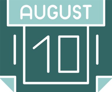 10 Ağustos tarihli ikon vektör illüstrasyonu 