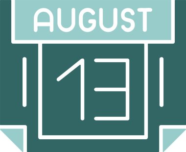 13 Ağustos tarihli ikon vektör illüstrasyonu 