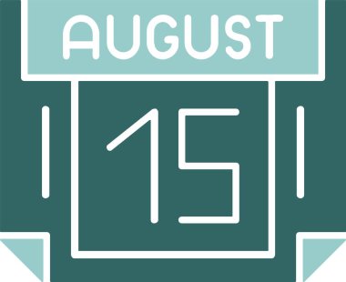 15 Ağustos tarihli ikon vektör illüstrasyonu 