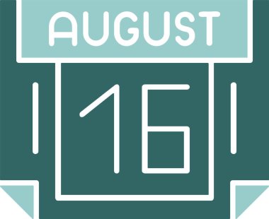 16 Ağustos tarihli ikon vektör illüstrasyonu 