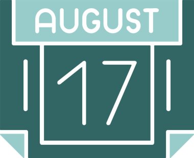 17 Ağustos tarihli ikon vektör illüstrasyonu 