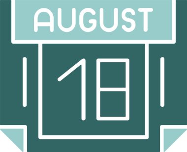 18 Ağustos tarihli ikon vektör illüstrasyonu 