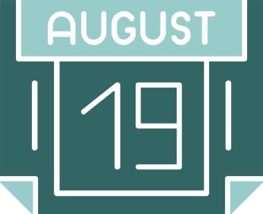 19 Ağustos tarihli ikon vektör illüstrasyonu 