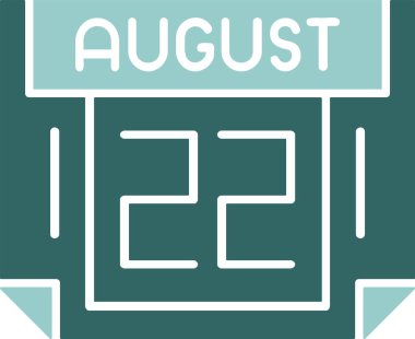 22 Ağustos tarihli ikon vektör illüstrasyonu 