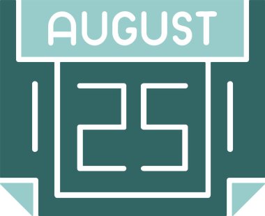 25 Ağustos tarihli ikon vektör illüstrasyonu 