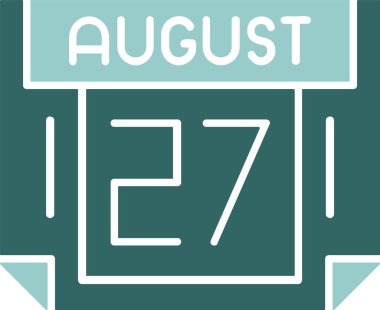 27 Ağustos tarihli ikon vektör illüstrasyonu 