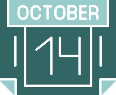 14 Ekim web simgesi, basit vektör illüstrasyonu 