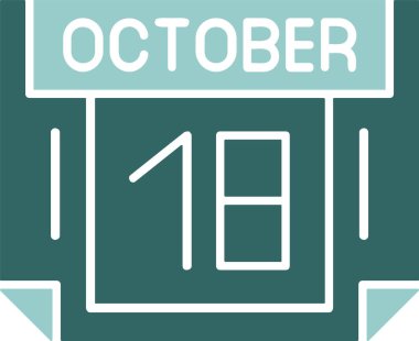 18 Ekim web simgesi, basit vektör illüstrasyonu 