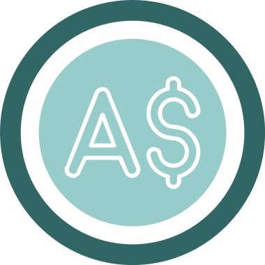 Avustralya Para Birimi Sembolü, Avustralya Doları Simgesi, AUD İşareti. Vektör İllüstrasyonu