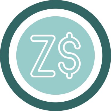 Zimbabve Doları ikon vektör illüstrasyonu