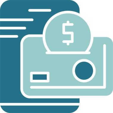 Dijital cüzdan ikonu. Dijital ekonomi için sembol tasarımının vektör illüstrasyonu. Kripto para birimi kavramı. 