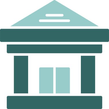 Banka binası simgesi, vektör illüstrasyonu basit tasarım