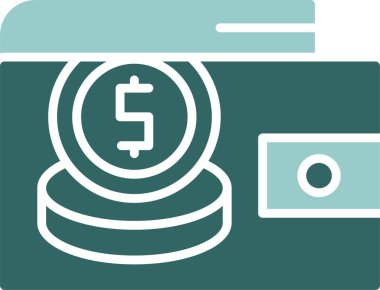 Bozuk para simgesi, vektör, illüstrasyon içeren cüzdan 