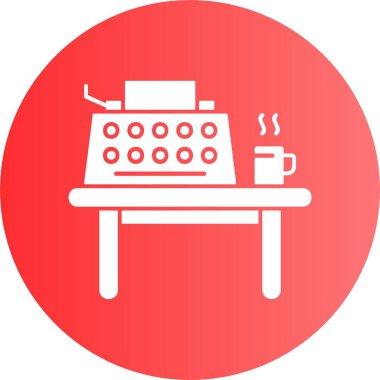 Masa başı web simgesi yazılıyor, basit vektör illüstrasyonu